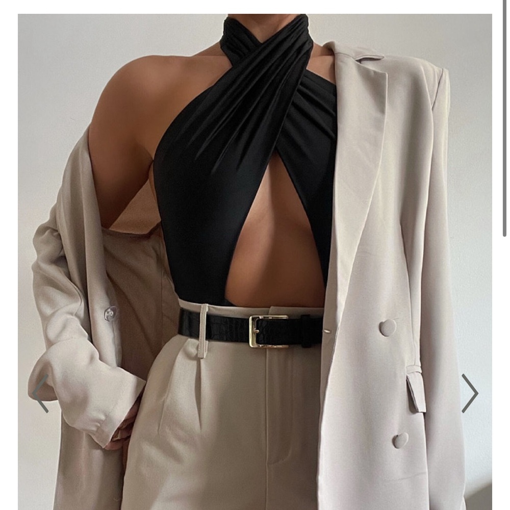 Showpo black cutout halter neck bodysuit